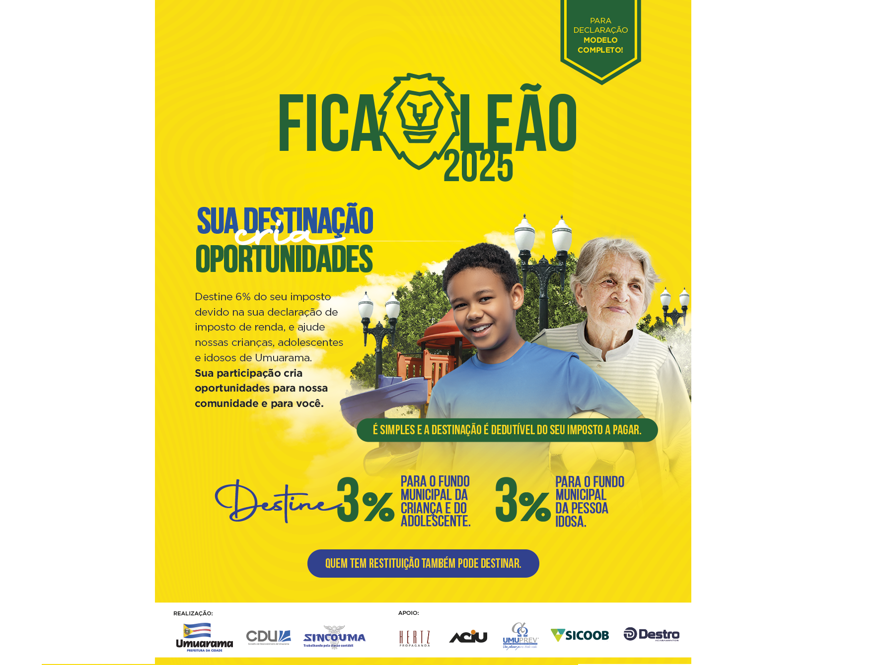Fica Leão 2025 incentiva destinação de imposto para fundos sociais em Umuarama